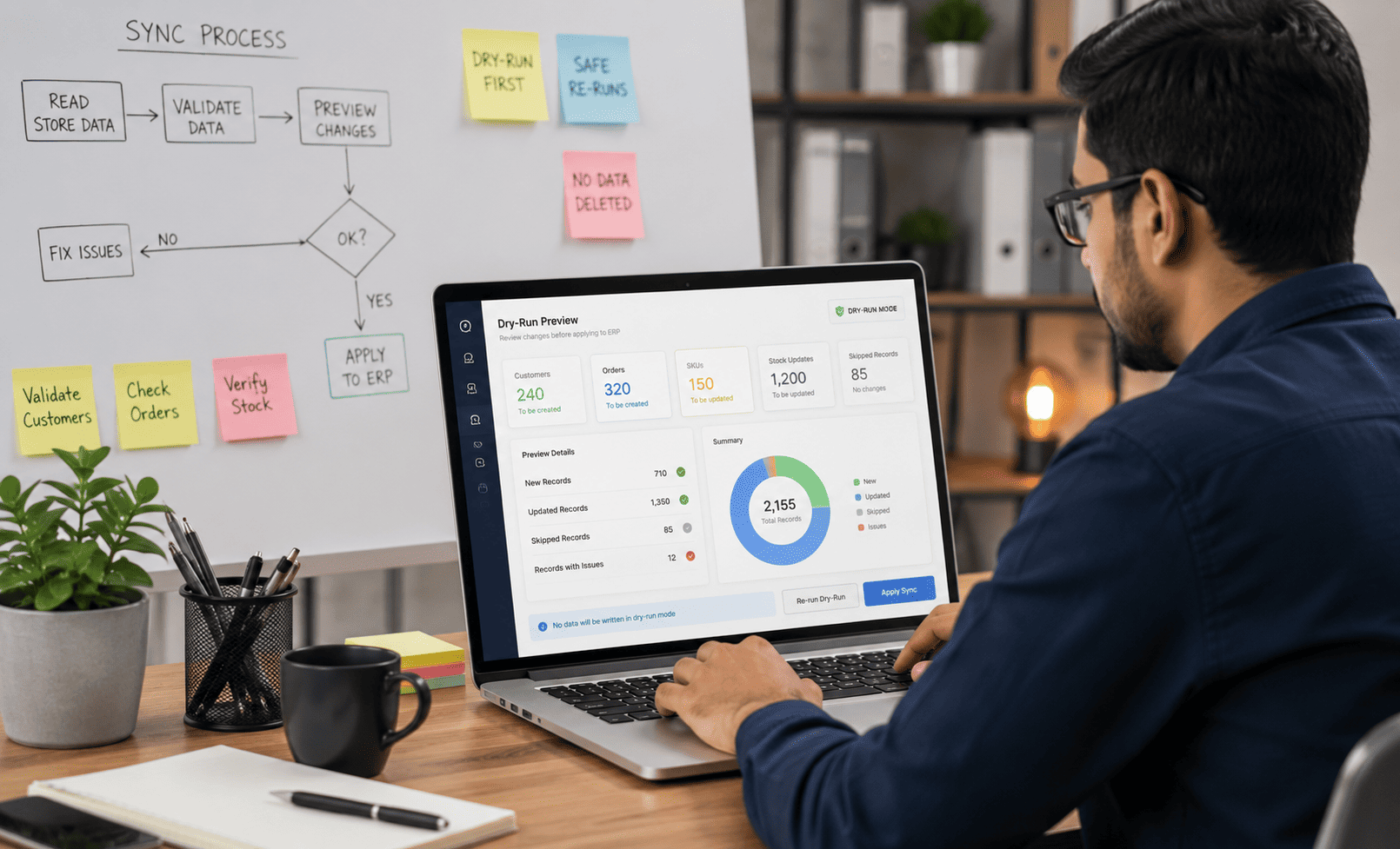 Dry run and safe ecommerce ERP re-run